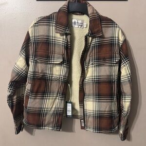 Alpine Design Sherpa Lined Plaid Shacket Brown Loch Lake Size Small – Cozy Fall